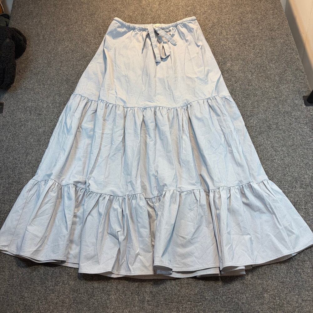 Montce Tiered Maxi Skirt Light Blue Cottagecore Boho Beach Size Medium
